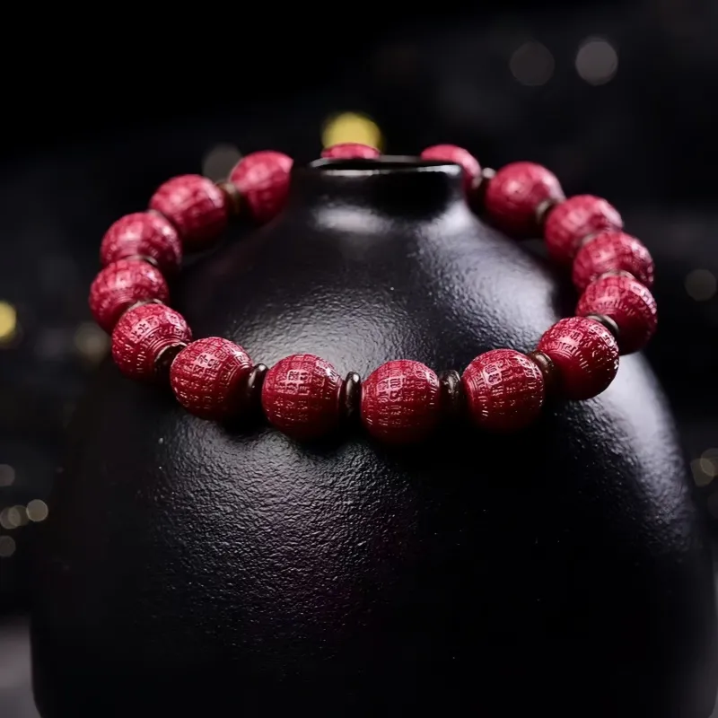 Stone On The Line Cinnabar Jade Bracelets Unisex-3