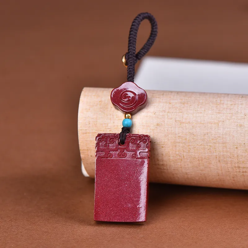 Stone On The Line Reconstructed Cinnabar Keychains Unisex-3