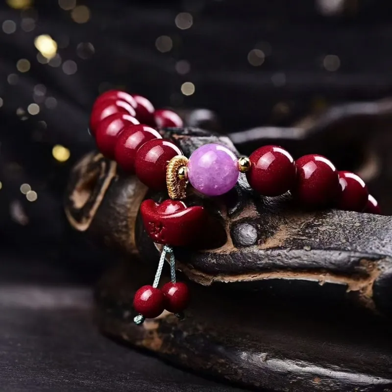 Stone On The Line Reconstructed Cinnabar Bracelets Unisex-3