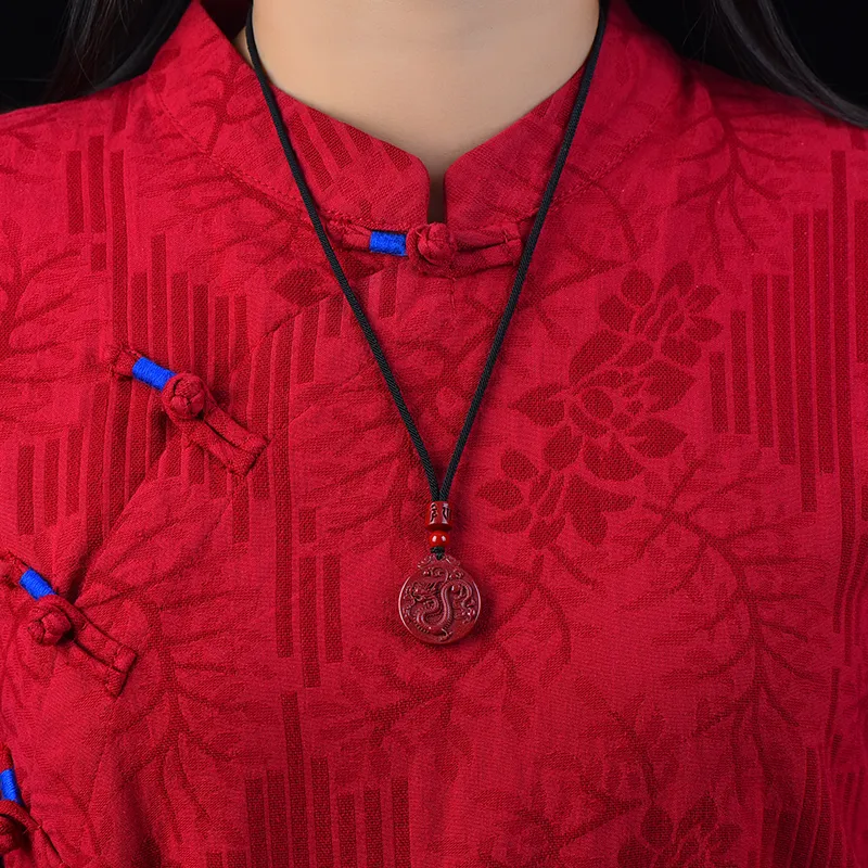 Stone On The Line Reconstructed Cinnabar Pendants Unisex-5