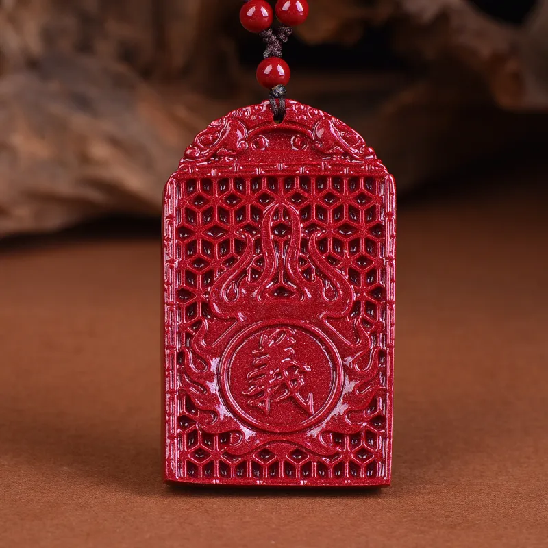 Stone On The Line Cinnabar Jade Pendants Unisex-2