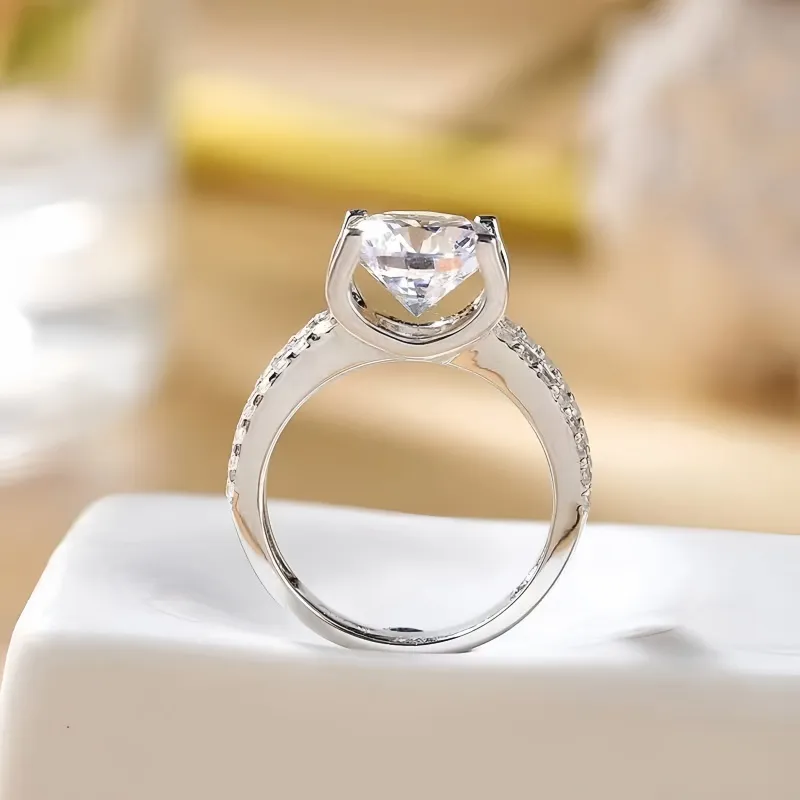 Stone On The Line S925 Silver Moissanite Rings Unisex-2