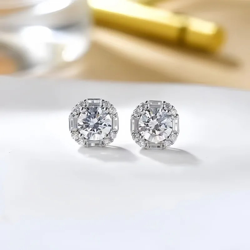 Stone On The Line Moissanite Stud Earrings Women's-1
