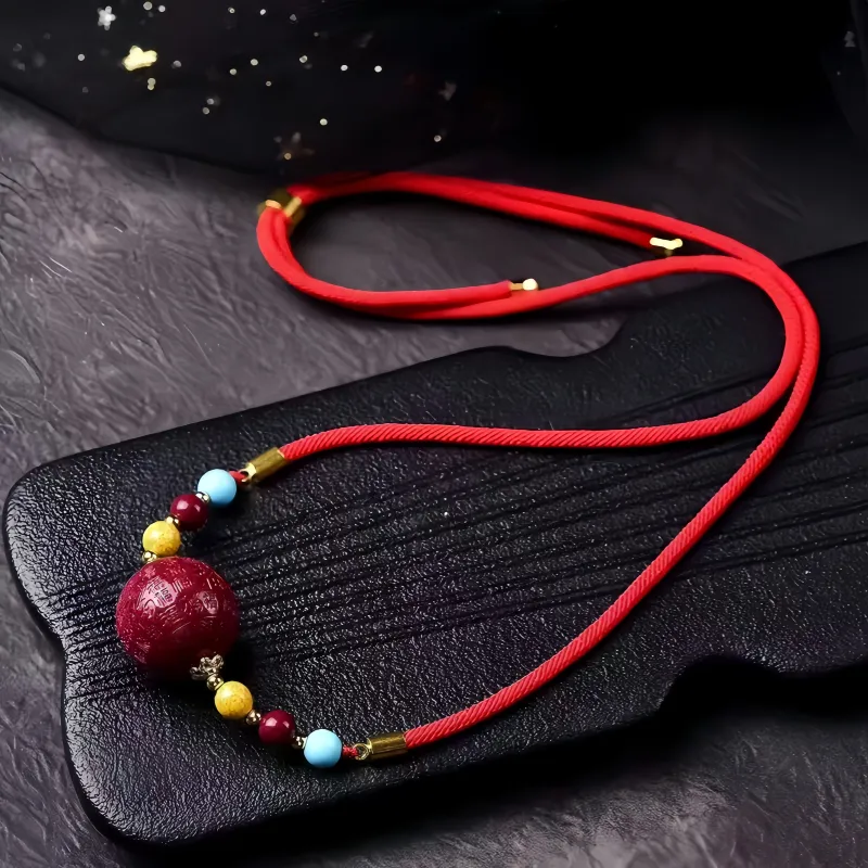 Stone On The Line Cinnabar Necklaces Unisex-1