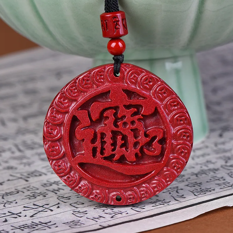 Stone On The Line Reconstructed Cinnabar Necklaces Unisex-1