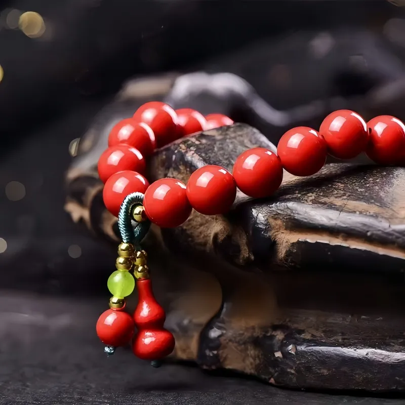 Stone On The Line Reconstructed Cinnabar Bracelets Unisex-3