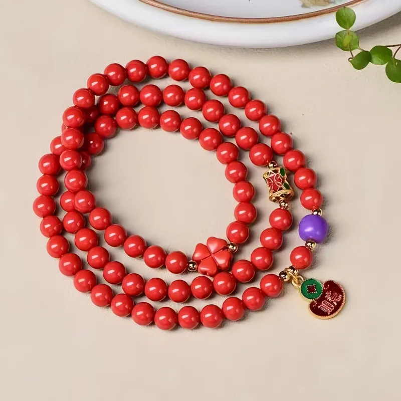 Stone On The Line Reconstructed Cinnabar Bracelets Unisex-5