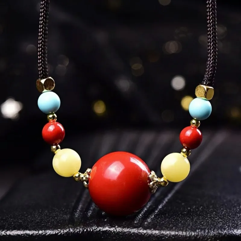 Stone On The Line Cinnabar Necklaces Unisex-2