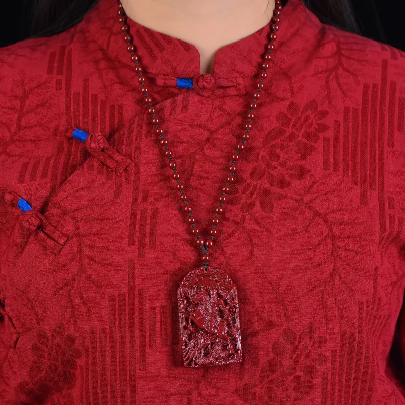 Stone On The Line Cinnabar Jade Pendants Unisex-5