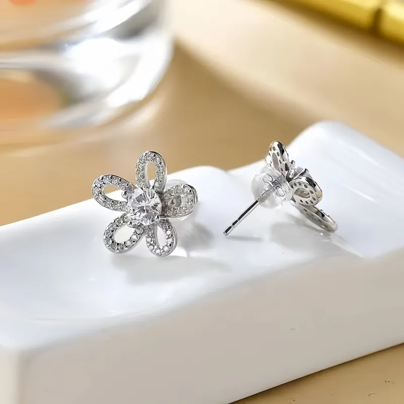 Stone On The Line 925 Sterling Silver Stud Earrings Unisex-3