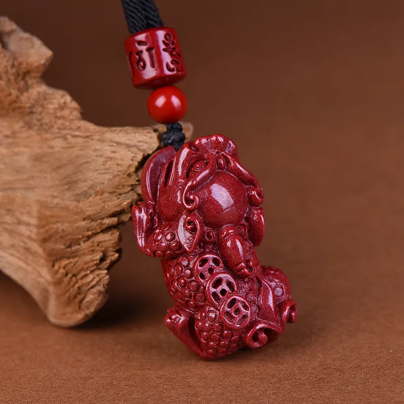 Stone On The Line Cinnabar Jade Pendants Unisex-1