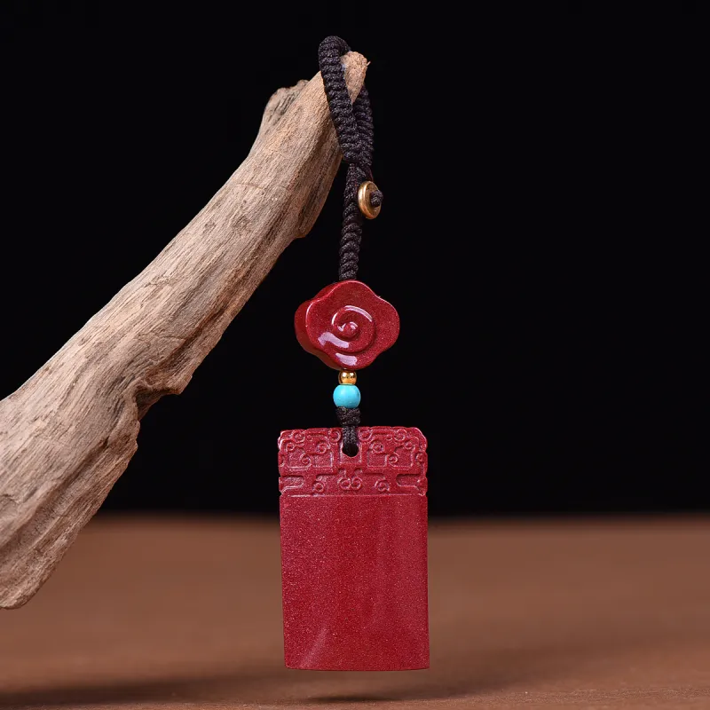 Stone On The Line Reconstructed Cinnabar Keychains Unisex-1