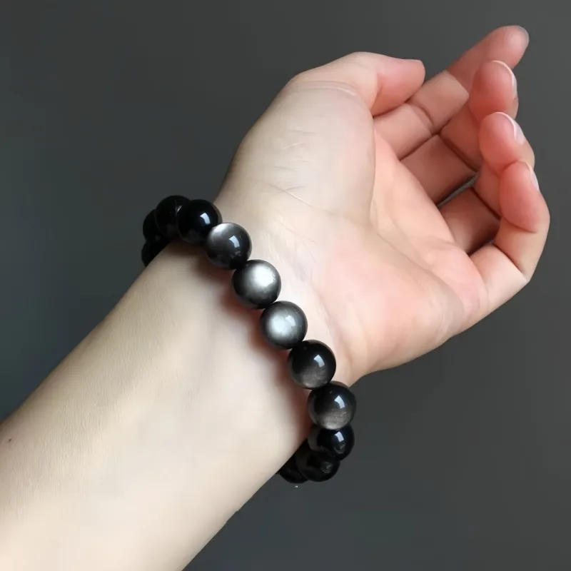 Stone On The Line Obsidian Bracelets Unisex-9