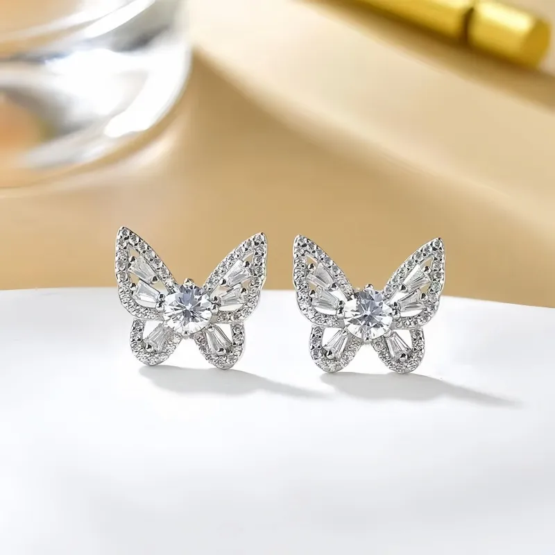 Stone On The Line 925 Sterling Silver Stud Earrings Women's-4
