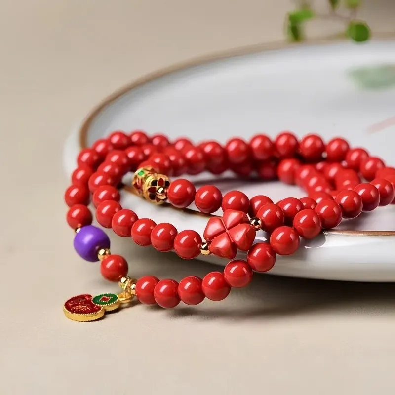 Stone On The Line Reconstructed Cinnabar Bracelets Unisex-2