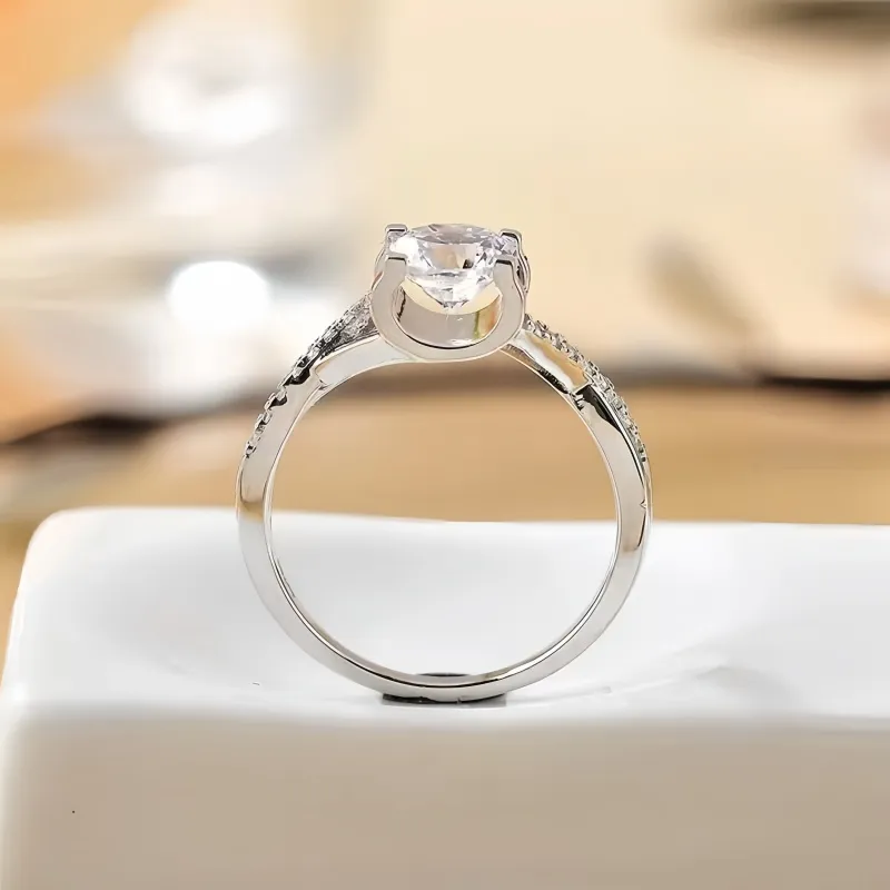 Stone On The Line S925 Silver Moissanite Rings Women's-2