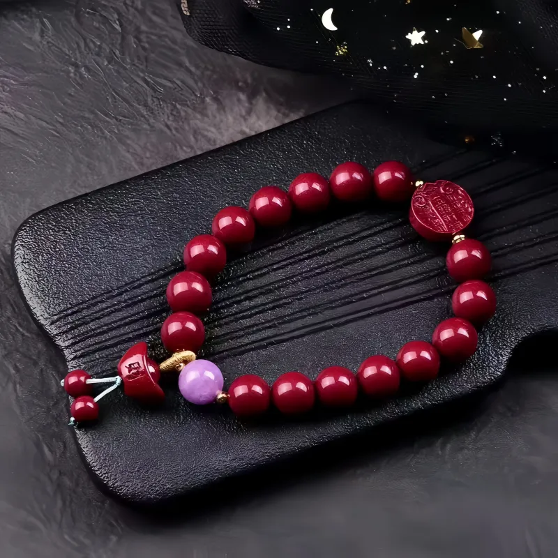 Stone On The Line Reconstructed Cinnabar Bracelets Unisex-1