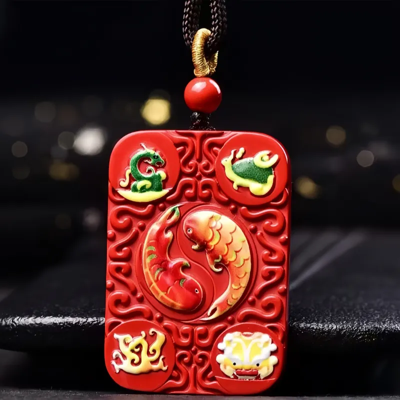 Stone On The Line Cinnabar Pendants Unisex-3
