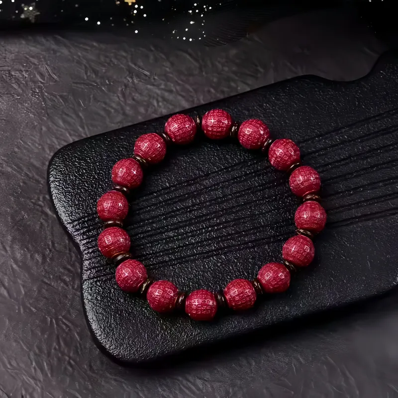 Stone On The Line Cinnabar Jade Bracelets Unisex-1