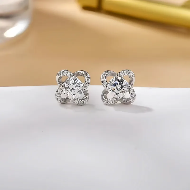 Stone On The Line 925 Silver Moissan Stud Earrings Women's-2