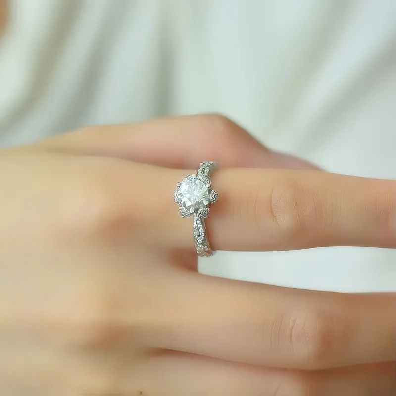 Stone On The Line S925 Silver Moissanite Rings Women's-5