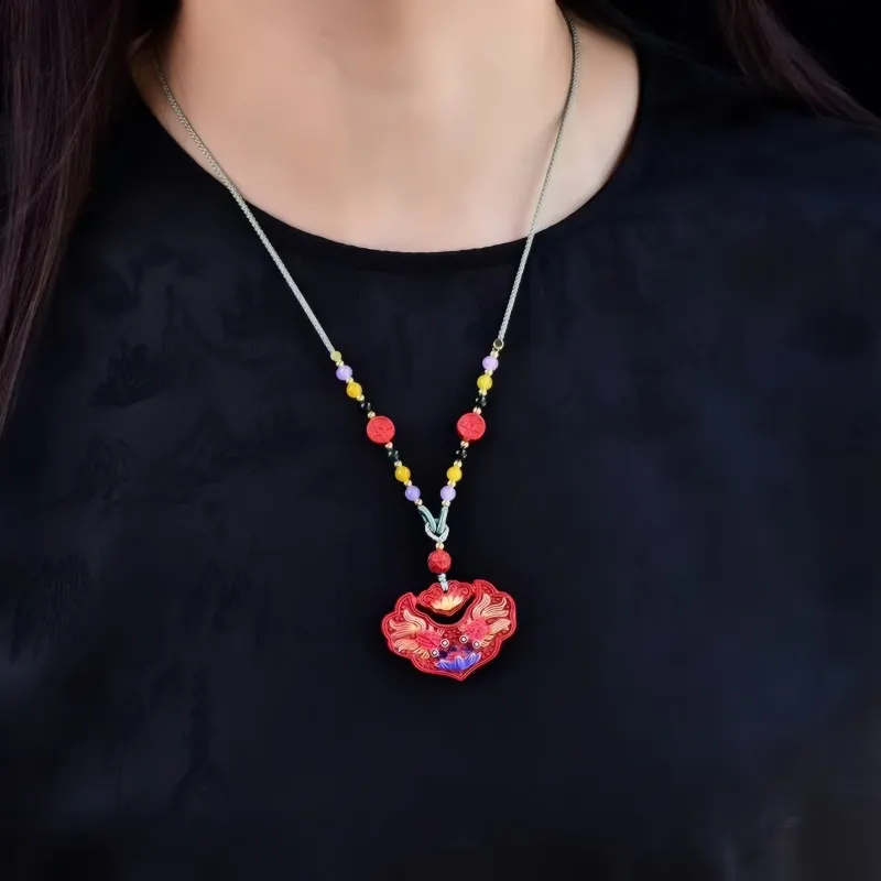 Stone On The Line Cinnabar Pendants Unisex-6