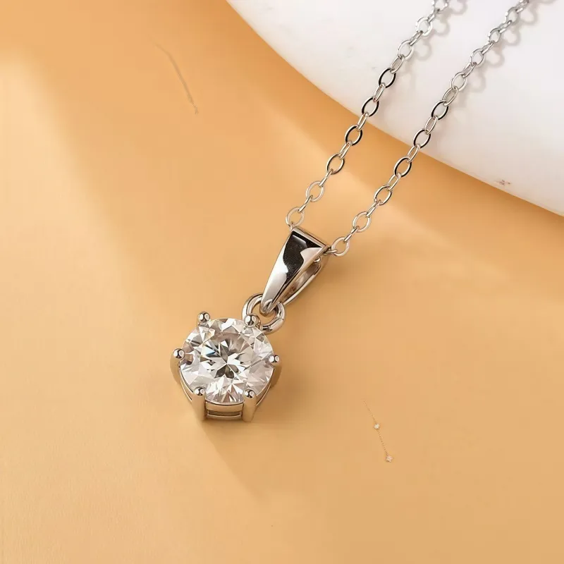 Stone On The Line S925 Sterling Silver Moissanite Necklaces Women's-3