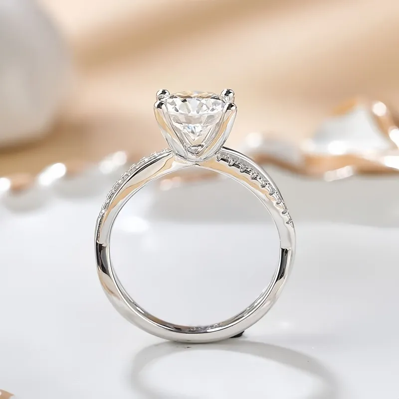 Stone On The Line S925 Silver Moissanite Rings Women's-2