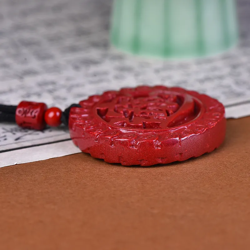 Stone On The Line Reconstructed Cinnabar Necklaces Unisex-3