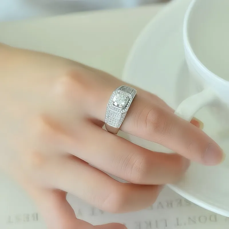 Stone On The Line S925 Silver Rings Men's-6