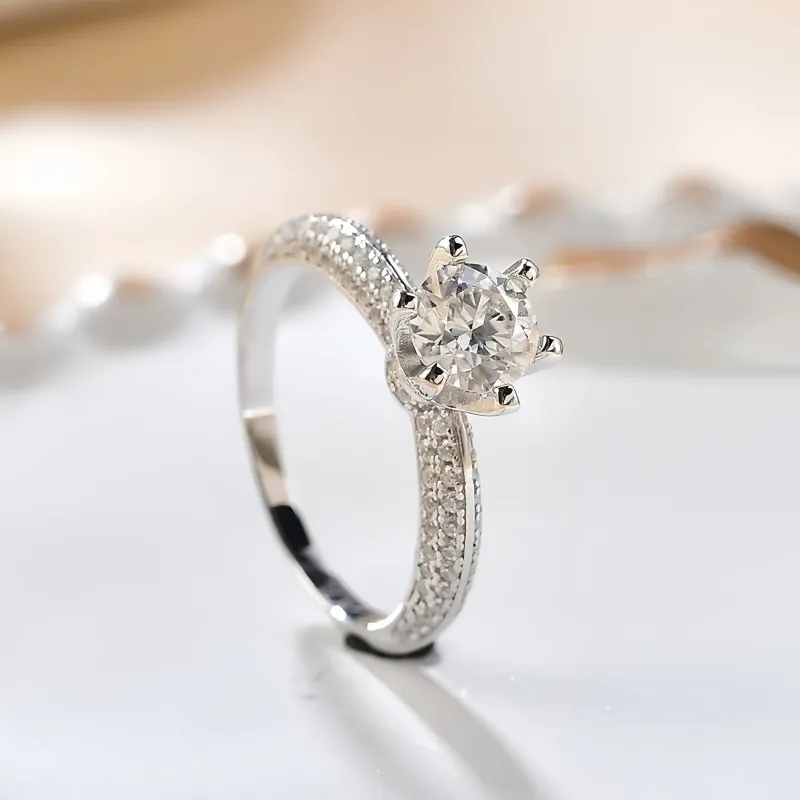 Stone On The Line S925 Silver Moissanite Rings Women's-3