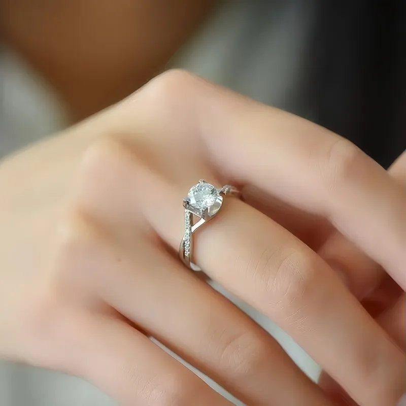 Stone On The Line S925 Silver Moissanite Rings Women's-1