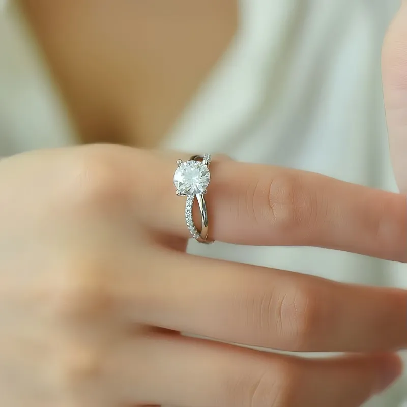 Stone On The Line S925 Silver Moissanite Rings Women's-5