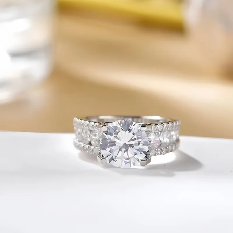 Stone On The Line S925 Silver Moissanite Rings Unisex-3