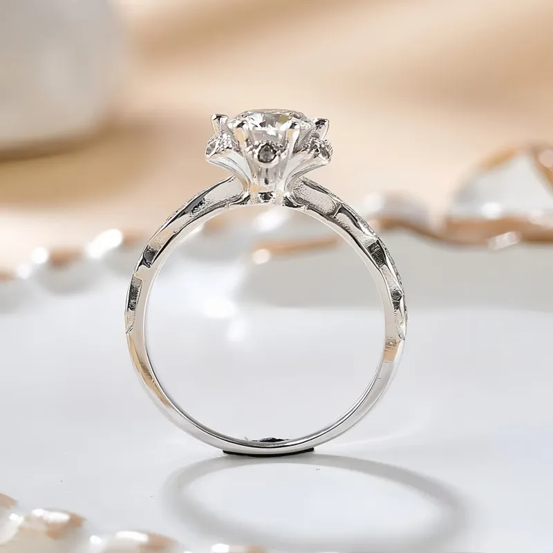 Stone On The Line S925 Silver Moissanite Rings Women's-4