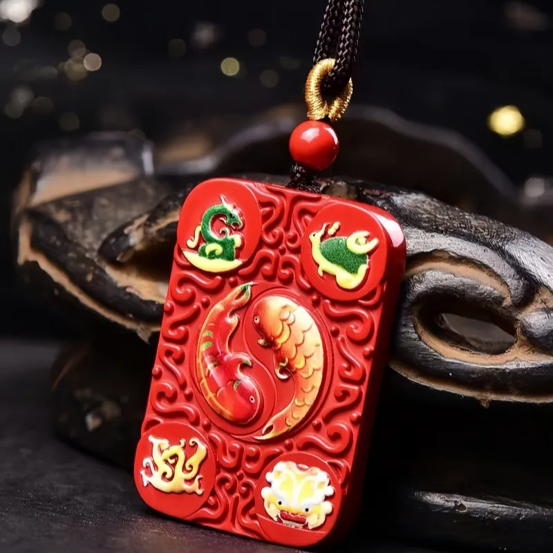 Stone On The Line Cinnabar Pendants Unisex-2