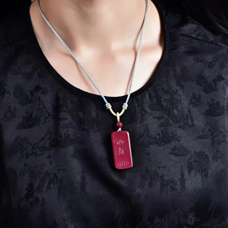 Stone On The Line Cinnabar Pendants Unisex-6