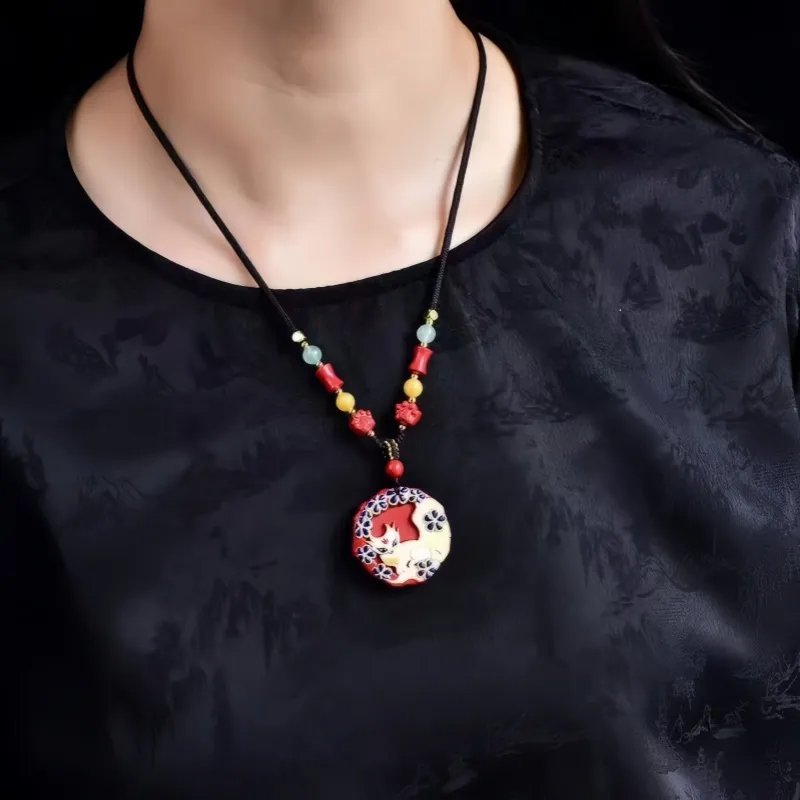 Stone On The Line Cinnabar Pendants Unisex-6