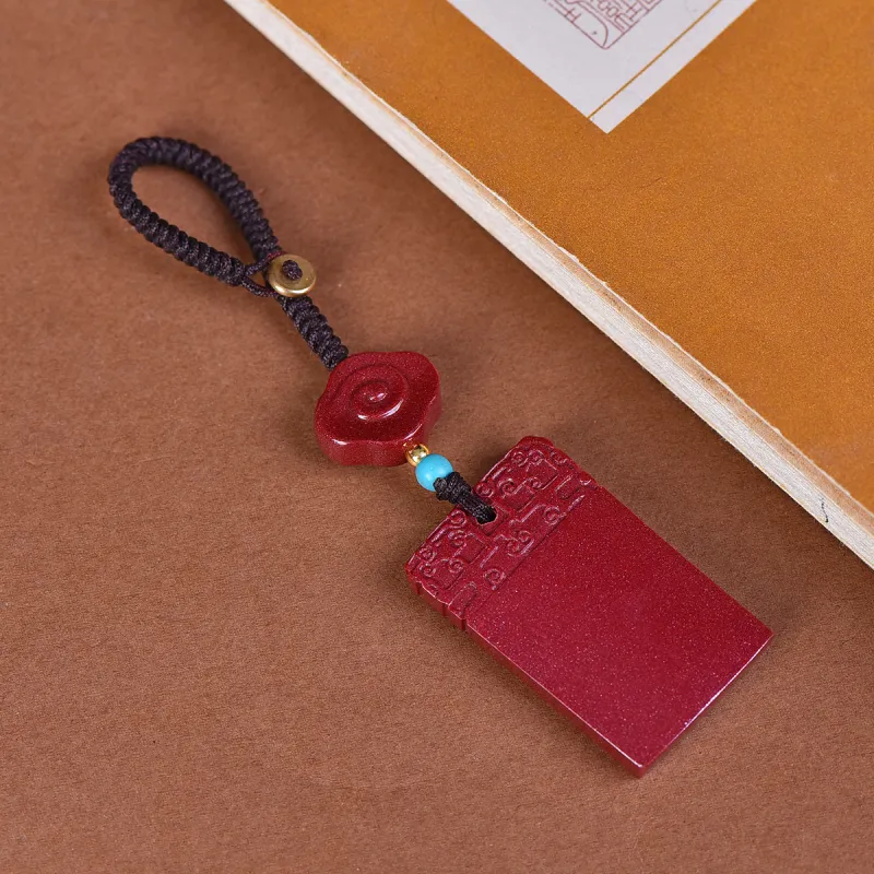 Stone On The Line Reconstructed Cinnabar Keychains Unisex-4
