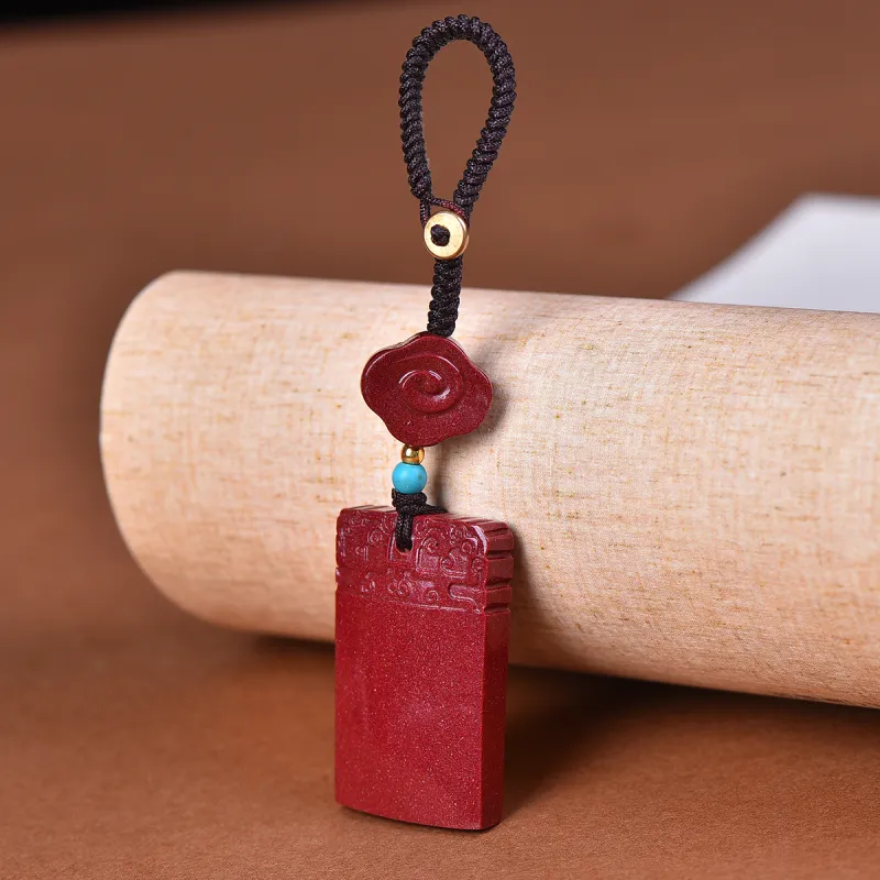 Stone On The Line Reconstructed Cinnabar Keychains Unisex-2