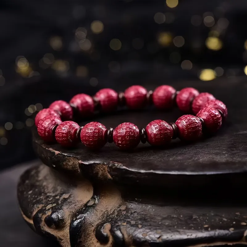 Stone On The Line Cinnabar Jade Bracelets Unisex-4