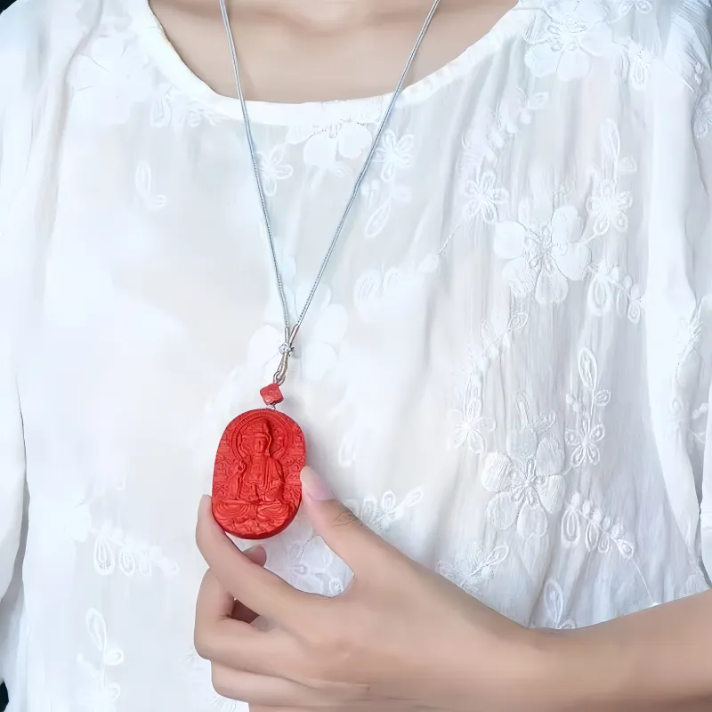Stone On The Line Cinnabar Necklaces Unisex-5
