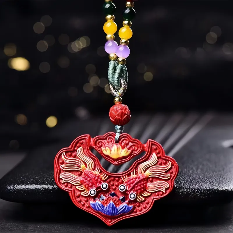 Stone On The Line Cinnabar Pendants Unisex-3