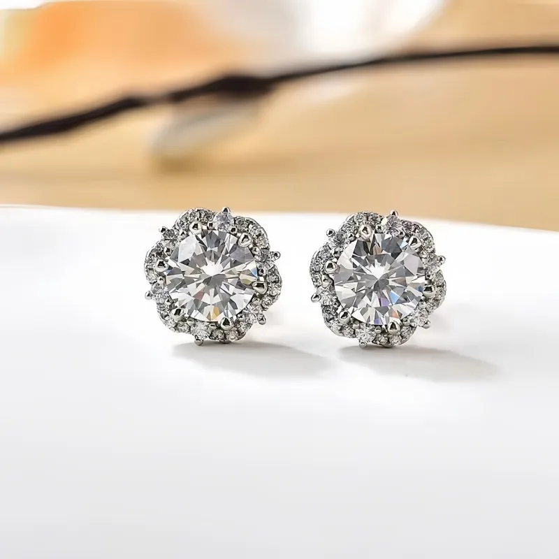 Stone On The Line 925 Sterling Silver Stud Earrings Unisex-1
