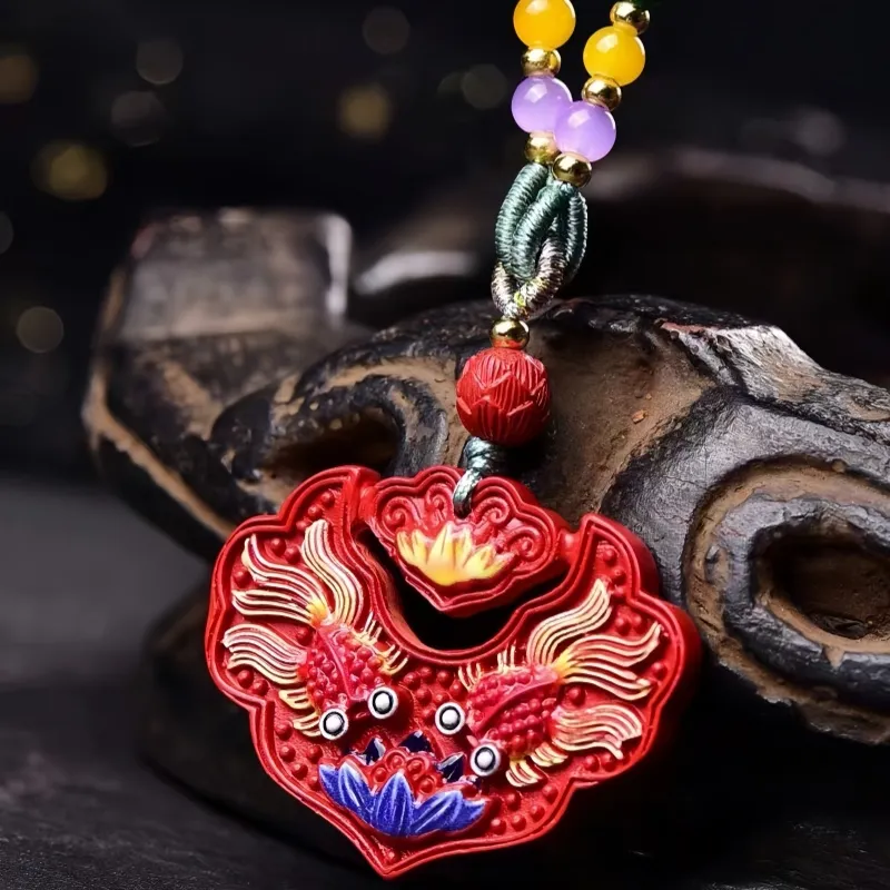 Stone On The Line Cinnabar Pendants Unisex-2