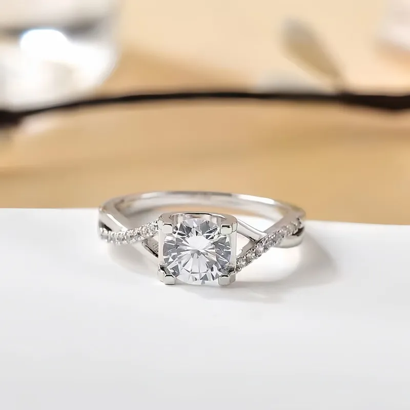 Stone On The Line S925 Silver Moissanite Rings Women's-3