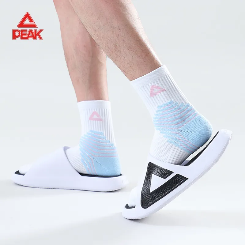 PEAK Basketball Socks Unisex White Blue-9