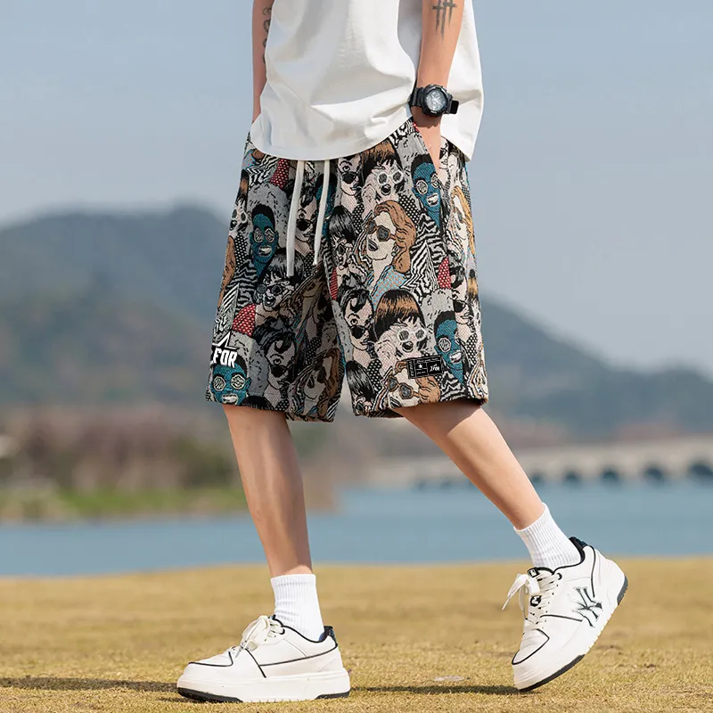 FORIDER Casual Shorts Unisex Embroidery Figure-4