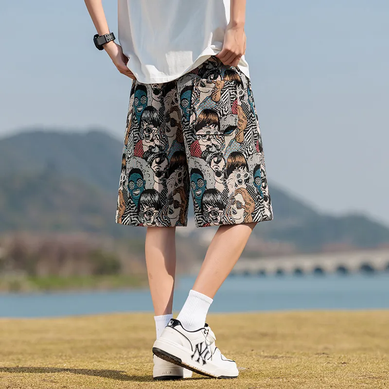 FORIDER Casual Shorts Unisex Embroidery Figure-5