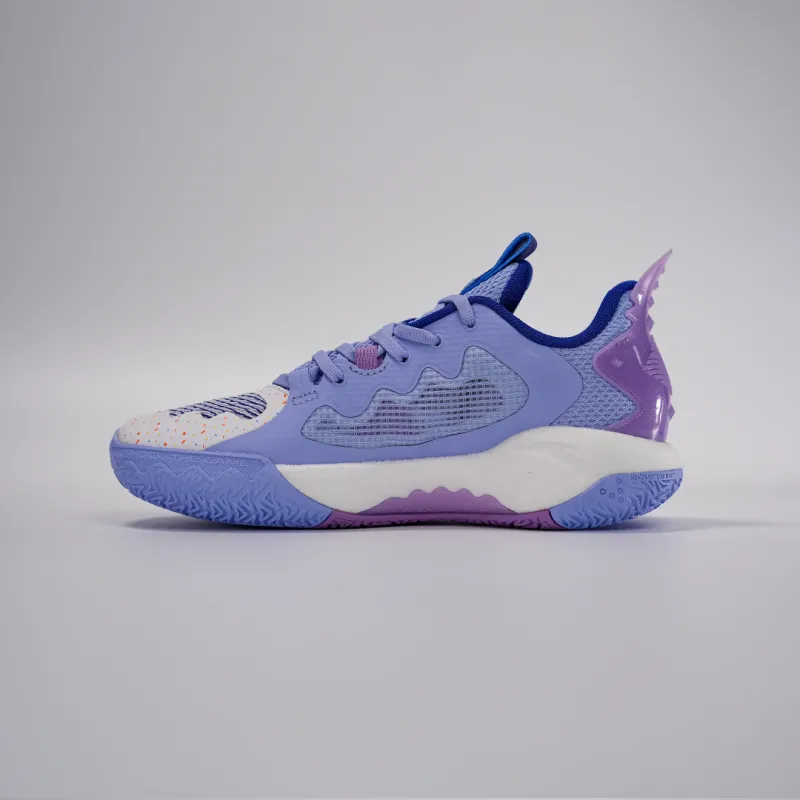 Anta Shock Wave 5 Cushioning Wear Resistant Low Top Basketball Shoes Men's Blue Purple-2